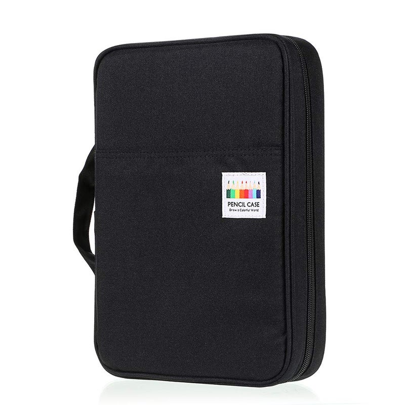 BTSKY Portable Colored Pencil Case - Colored Pencil Organizer Holds 166 Pencils or 112 Gel Pens Large Capacity Zippered Pencil Holder Gel pens (Black) - Image 1